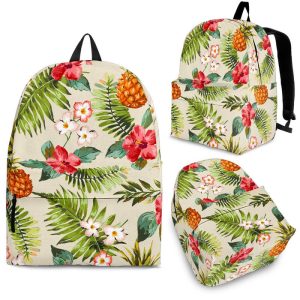 White Aloha Pineapple Pattern Print Back To School Backpack BP001