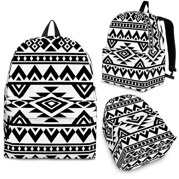 White And Black Aztec Pattern Print Back To School Backpack BP432