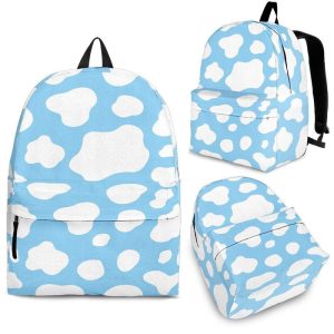 White And Blue Cow Print Back To School Backpack BP330