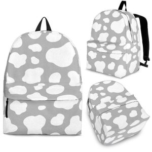 White And Grey Cow Print Back To School Backpack BP329