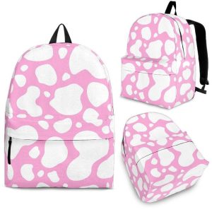 White And Pink Cow Print Back To School Backpack BP328