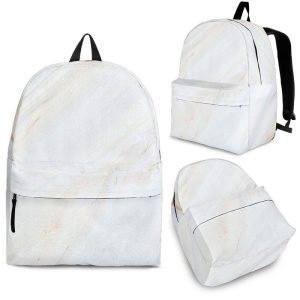 White Brown Smooth Marble Print Back To School Backpack BP197