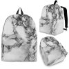 White Dark Grey Marble Print Back To School Backpack BP195