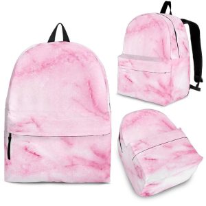 White Pink Marble Print Back To School Backpack BP183