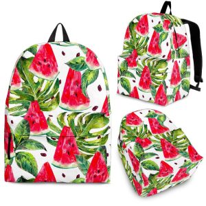 White Tropical Watermelon Pattern Print Back To School Backpack BP175