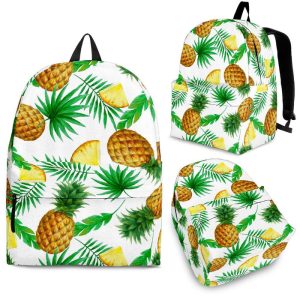 White Watercolor Pineapple Pattern Print Back To School Backpack BP174