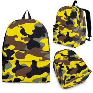 Yellow Brown And Black Camouflage Print Back To School Backpack BP352