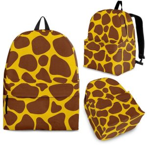 Yellow Brown Giraffe Pattern Print Back To School Backpack BP325