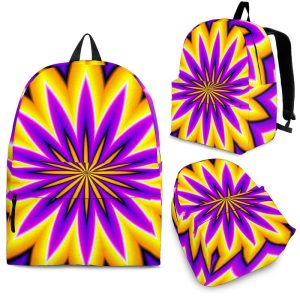 Yellow Flower Moving Optical Illusion Back To School Backpack BP168
