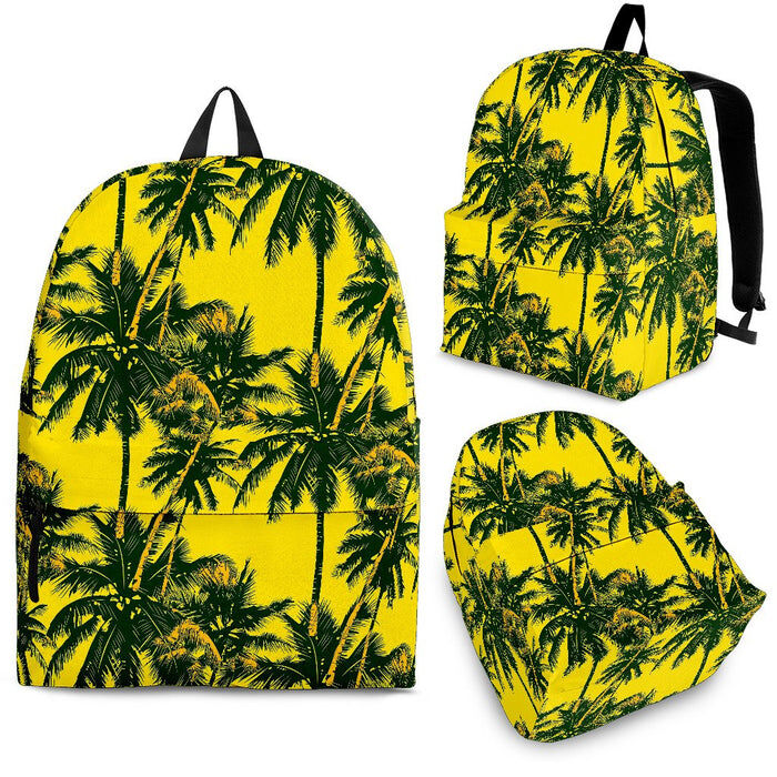 Yellow Palm Tree Pattern Print Back To School Backpack BP166