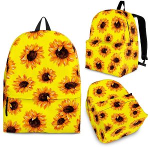 Yellow Sunflower Pattern Print Back To School Backpack BP162
