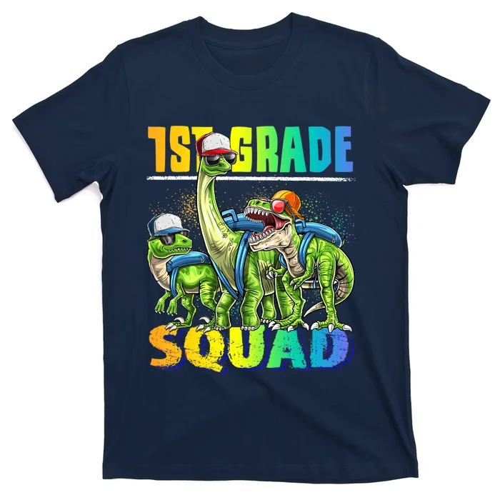 1st Grade Squad T Rex Dinosaur Back To School Backpack Boys T-Shirt