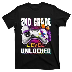 2nd Grade Level Unlocked Back To School Video Game Girls T-Shirt