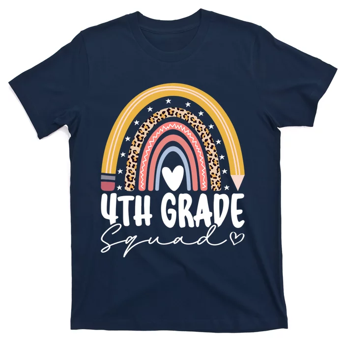 Back To School Rainbow 4th Fourth Grade Squad For Teachers T-Shirt