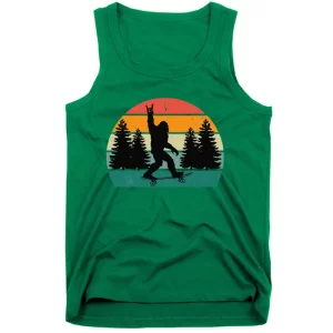 Bigfoot Skateboarding Skater Retro Sunset Funny Sasquatch Tank Top