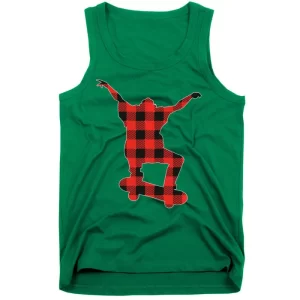 Buffalo Plaid Pajama Skate Board Christmas Matching Family Tank Top