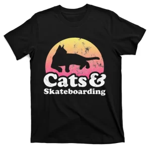 Cats and Skateboarding Cat and Skateboarder T-Shirt
