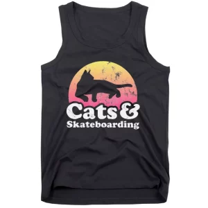 Cats and Skateboarding Cat and Skateboarder Tank Top