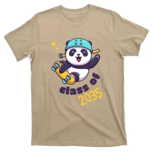 Class Of 2035 Kindergarten First Day Back To School Panda T-Shirt