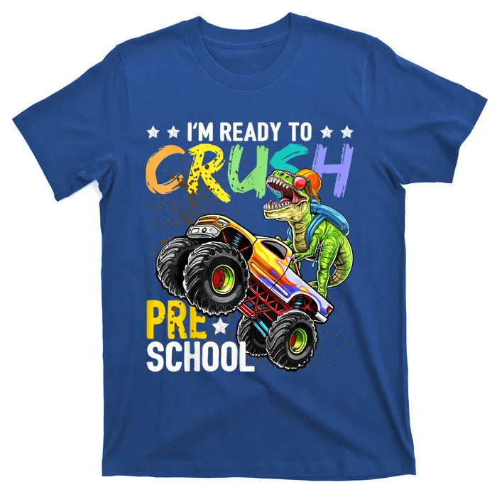 Crush-Preschool-Dinosaur-Monster-Truck-Back-To-School-Boys-T-Shirt Crush Preschool Dinosaur Monster Truck Back To School Boys T-Shirt