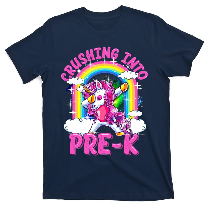 Crushing Into Pre K Dabbing Unicorn Back To School Girls T-Shirt