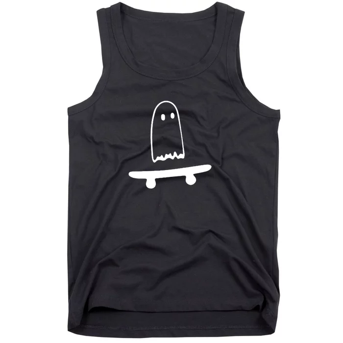 Cute-Ghost-Skateboard-Funny-Tank-Top Cute Ghost Skateboard Funny Tank Top