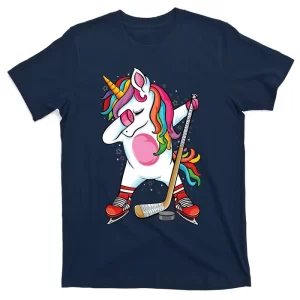 Dabbing Unicorn Ice Hockey Funny Ice Hockey T-Shirt