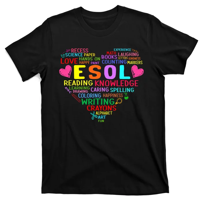 ESOL Team Heart Back To School Funny Teacher T-Shirt