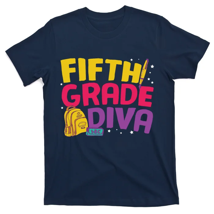 Fifth Grade Diva Funny Back To School 5th Grade Gift T-Shirt