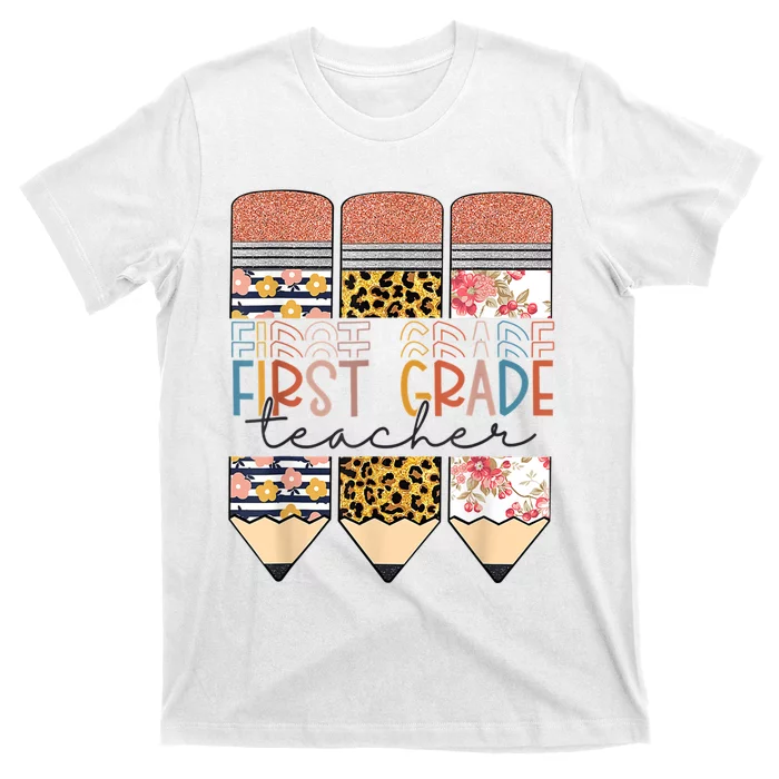 First-Grade-Teacher-Funny-Leopard-Pencil-Back-To-School-T-Shirt First Grade Teacher Funny Leopard Pencil Back To School T-Shirt