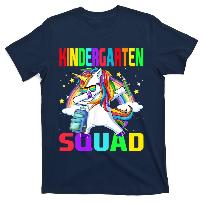 Funny Back To School Hello Kindergarten Unicorn Dabbing Girl T-Shirt