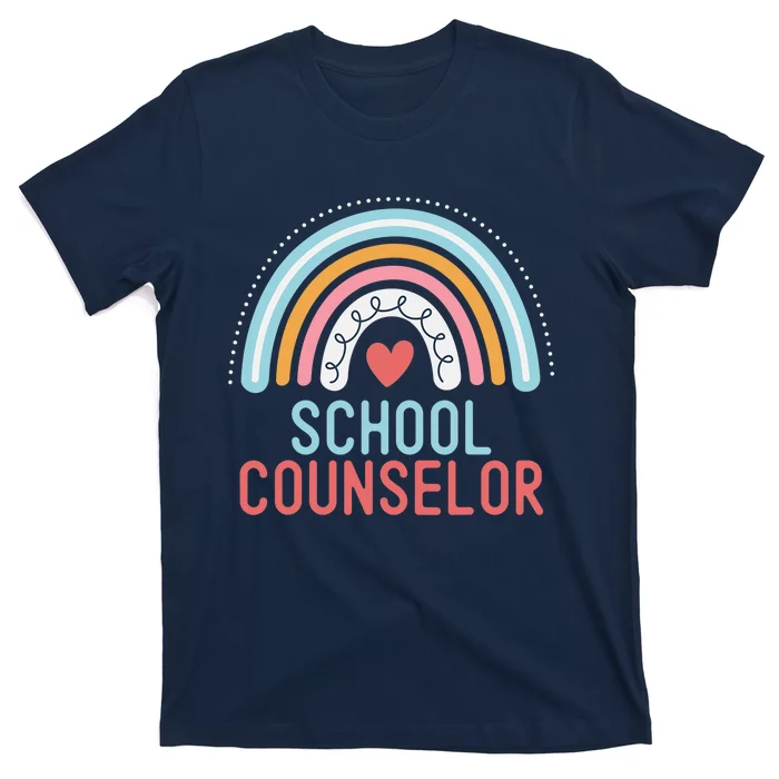 Funny School Counselor Rainbow Appreciation Back To School T-Shirt