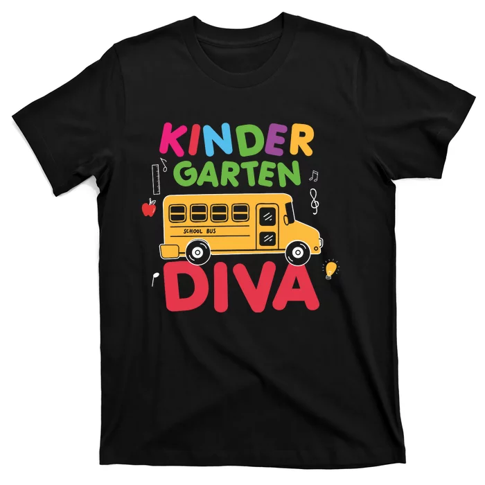 Funny Team Kindergarten Diva Bus Back To School T-Shirt