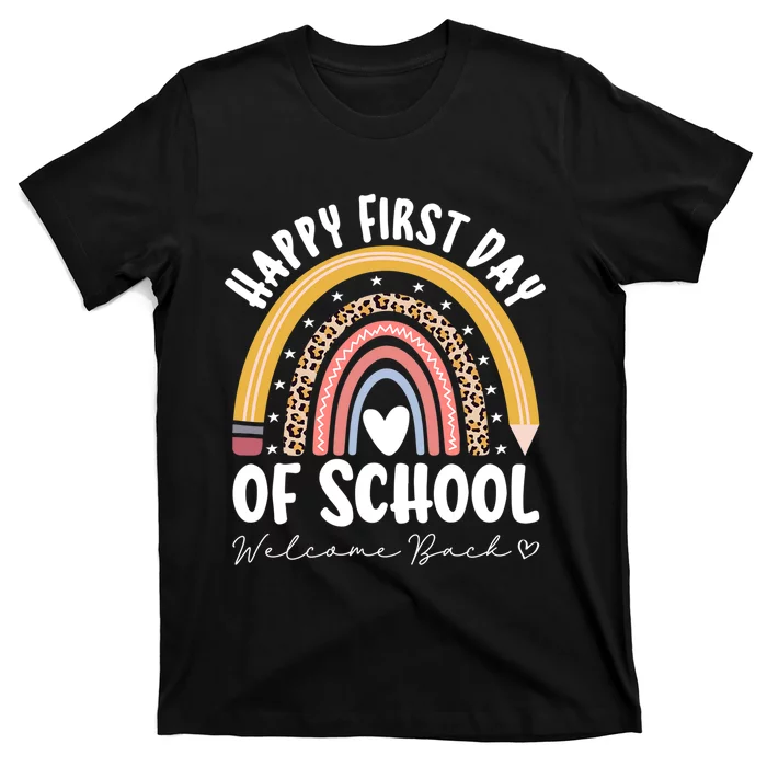 Happy First Day School Rainbow Welcome Back To School T-Shirt - Teehall ...