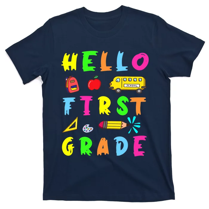 Hello First Grade Back To School Teachers Kida T-Shirt