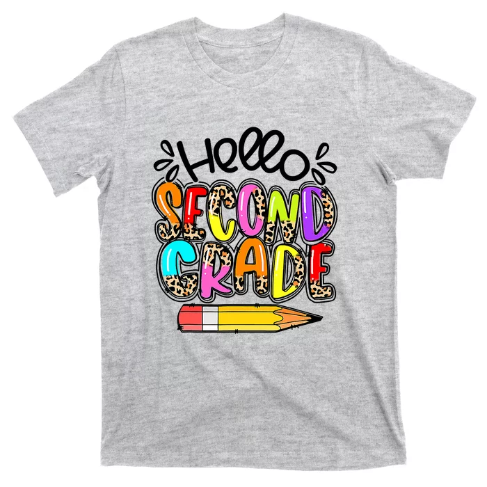 Hello Second Grade Boho Leopard Back To School T-Shirt