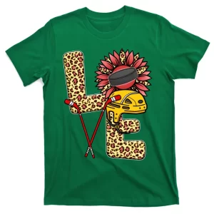 Hockey T Shirts Love Leopard Sunflower Graphic Plus Size T-Shirt