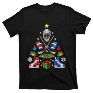 Ice Hockey Christmas Tree Ornaments Funny Xmas Gift Boys TShirt T-Shirt