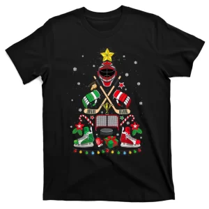 Ice Hockey Christmas Tree Ornaments Funny Xmas Gift Boys TShirt T-Shirt