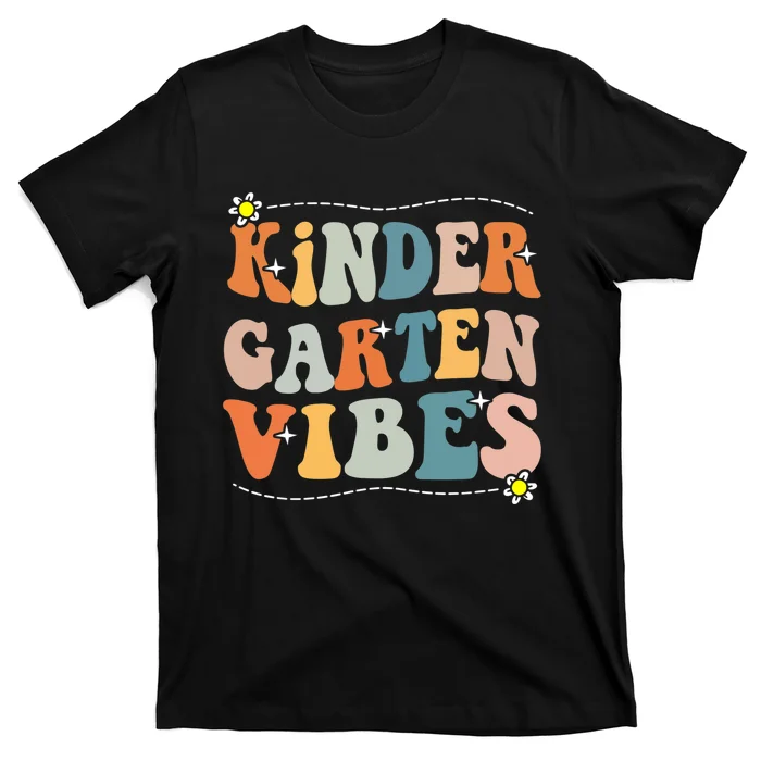 Kindergarten-Vibes-First-Day-Back-To-School-Teacher-Students-T-Shirt Kindergarten Vibes First Day Back To School Teacher Students T-Shirt