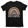 Preschool Teacher Leopard Rainbow Teacher Back To School T-Shirt