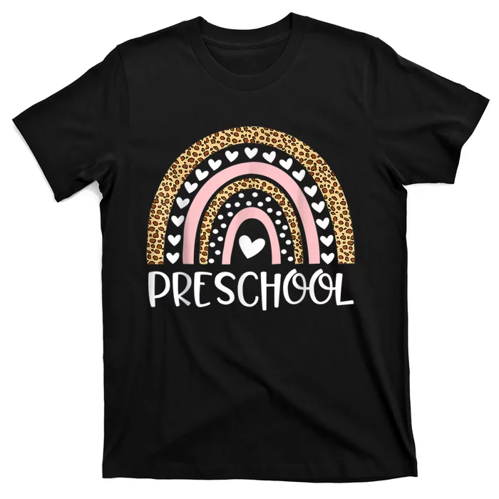 Preschool-Teacher-Leopard-Rainbow-Teacher-Back-To-School-T-Shirt Preschool Teacher Leopard Rainbow Teacher Back To School T-Shirt