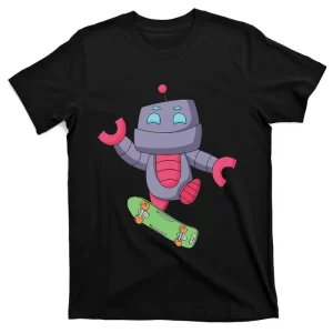 Robot Skateboarding Skater Fingerboarding Skate T-Shirt
