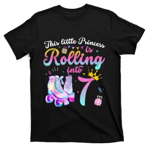 Roller Skate 7th Birthday Shirt 7 Year Old Girl Party Outfit T-Shirt