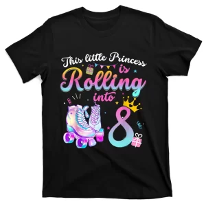 Roller Skate 8th Birthday Shirt 8 Year Old Girl Party Outfit T-Shirt