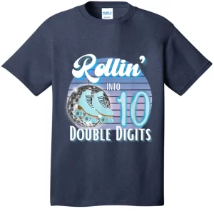 Rollin' Into 10 Double Digits Birthday Skating T-Shirt