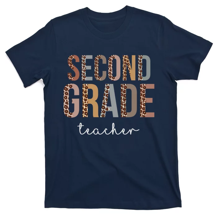 Second Grade Teacher Back To School Appreciation Leopard T-Shirt