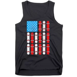 Skateboard Skateboarding Skater American Flag Patriotic Gift Tank Top