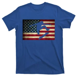 Skateboarding Funny Gift Skater Skate Board American Flag Gift T-Shirt