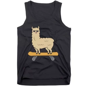 Skateboarding Llama Alpaca Skateboard Llama Tank Top